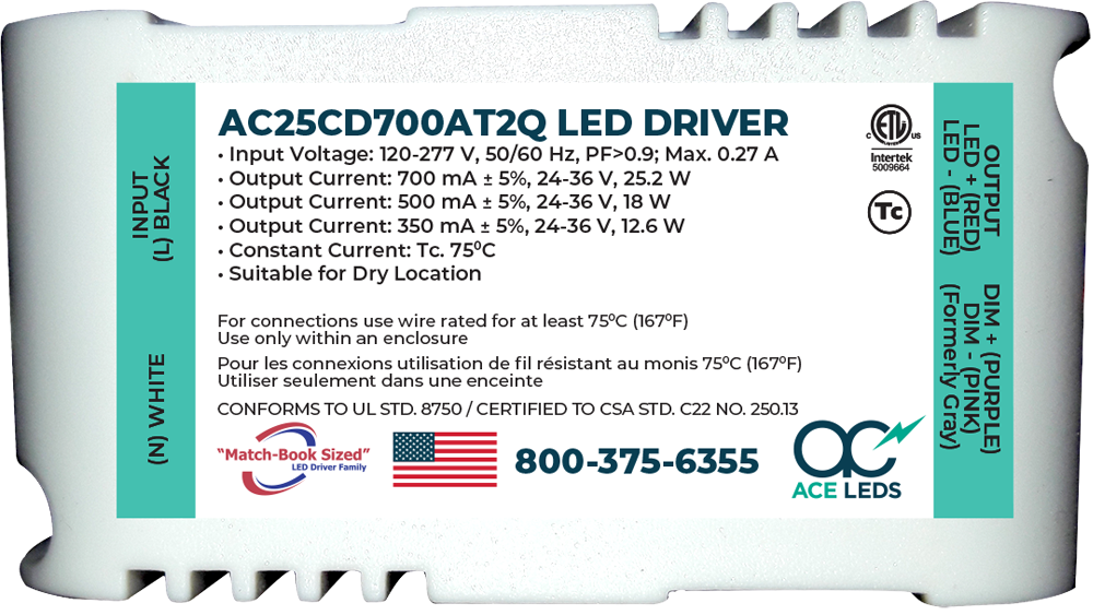 25 Watt 0-10V Dimming Constant Current Match-Book Sized LED DriverS