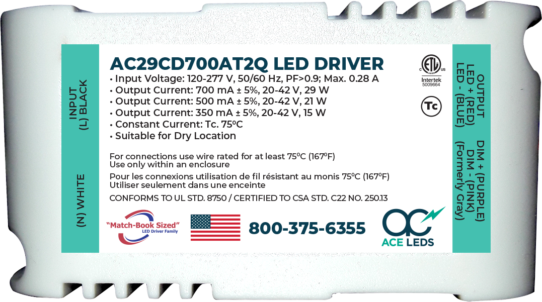 29 Watt 0-10V Dimming Constant Current Match-Book Sized LED DriverS